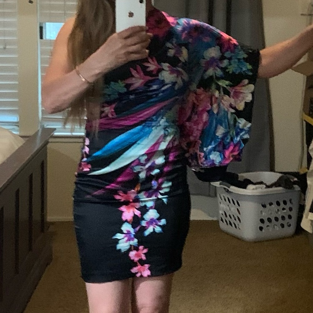 Cache Black Midi Dress with Multicolor Floral Print - Picture 7 of 7